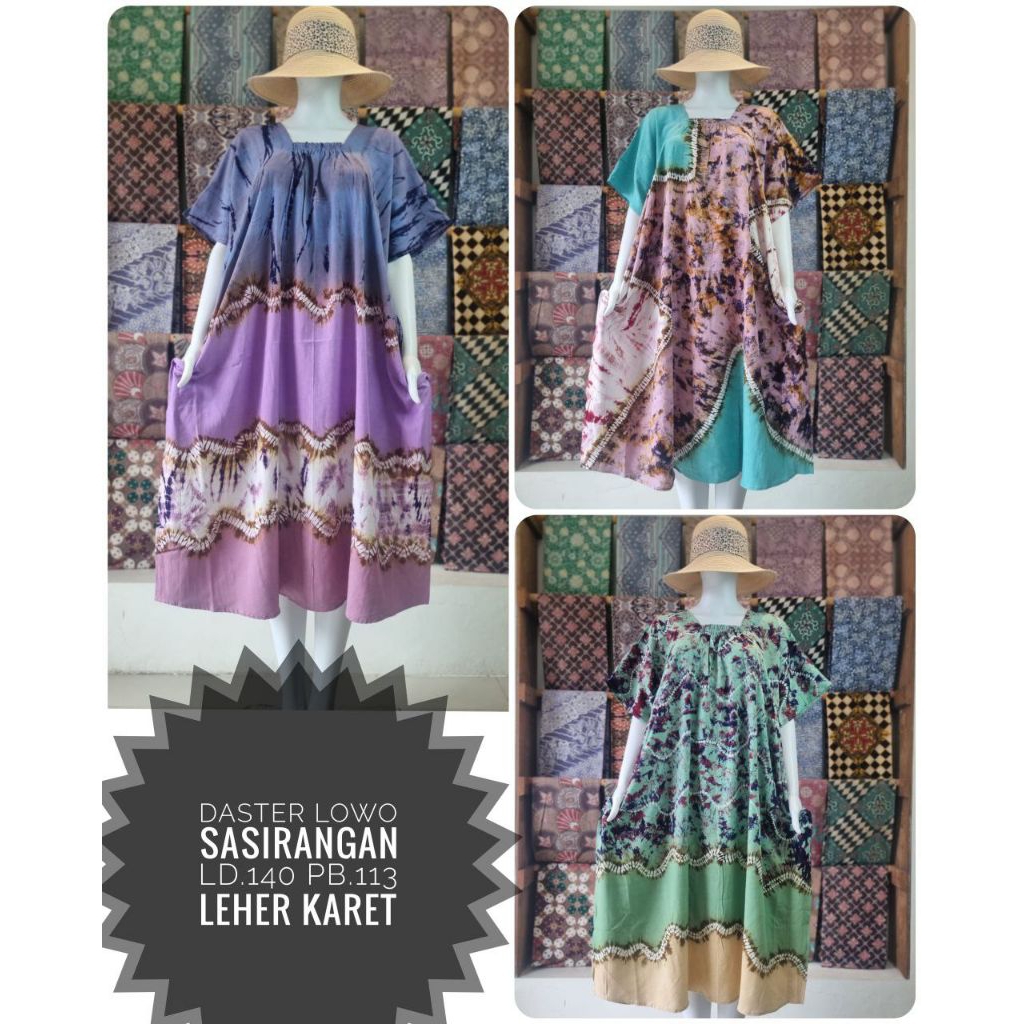 DASTER LOWO SASIRANGAN LD 140 PB 120 LEHER KARET RAYON PREMIUM ADEM TEBAL NYAMAN UNIK ETNIK BAJU TID
