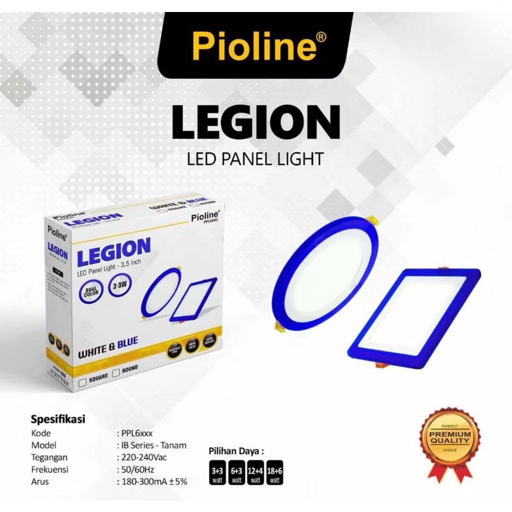 Panel Downlight Led Pioline Segi 2Warna Pioline Legion Biru-Putih