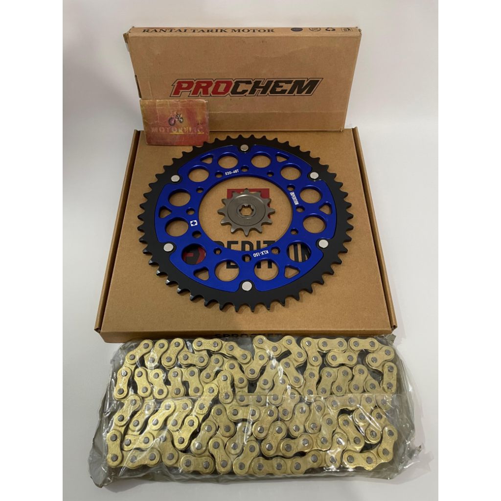Gear Set 520 Aluminium Klx 150 D-Tracker 150 Expedition Set Rantai Gold Prochem 520H - 130L