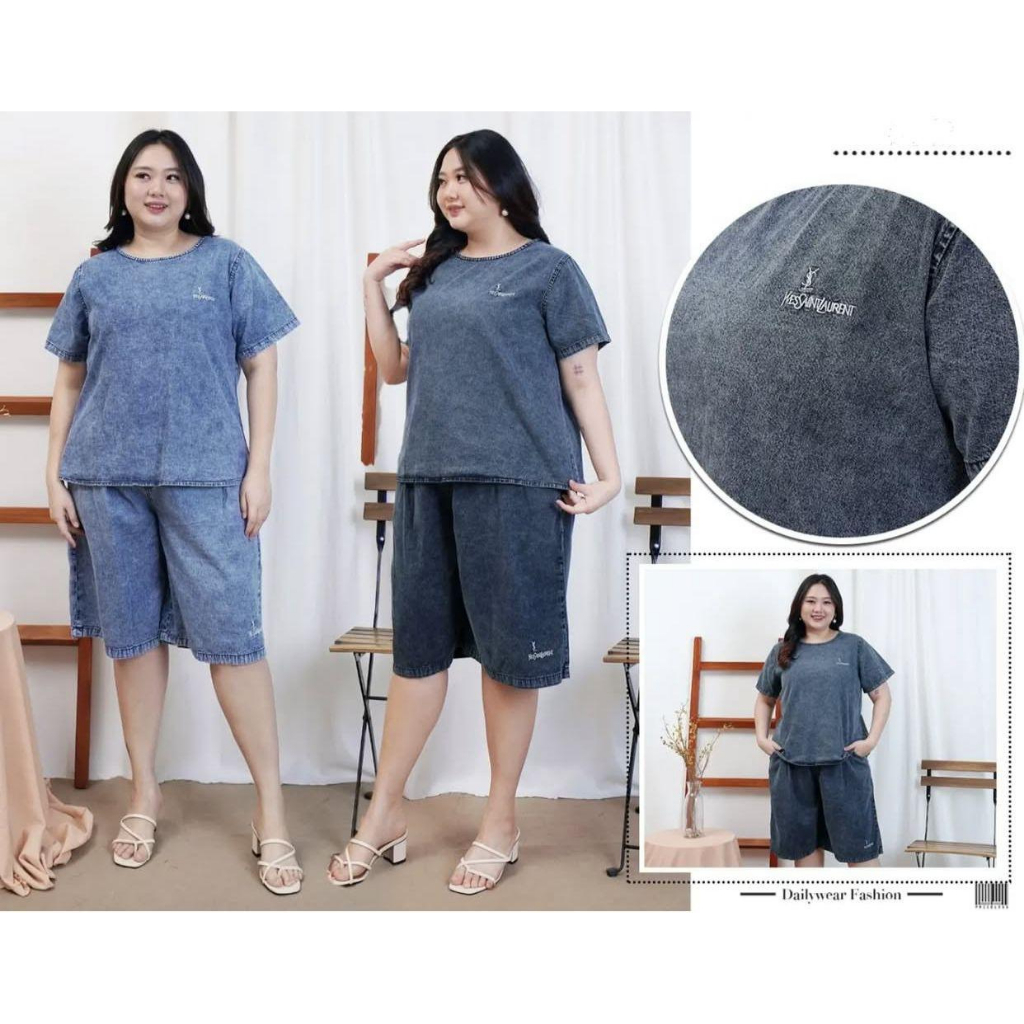 SETELAN JEANS MOTIF BORDIRAN Y-S-L