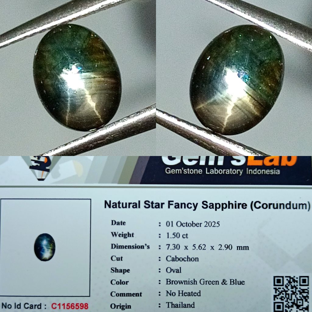 NATURAL STAR FANCY SAPPHIRE THAILAND MEMO GLI LAB