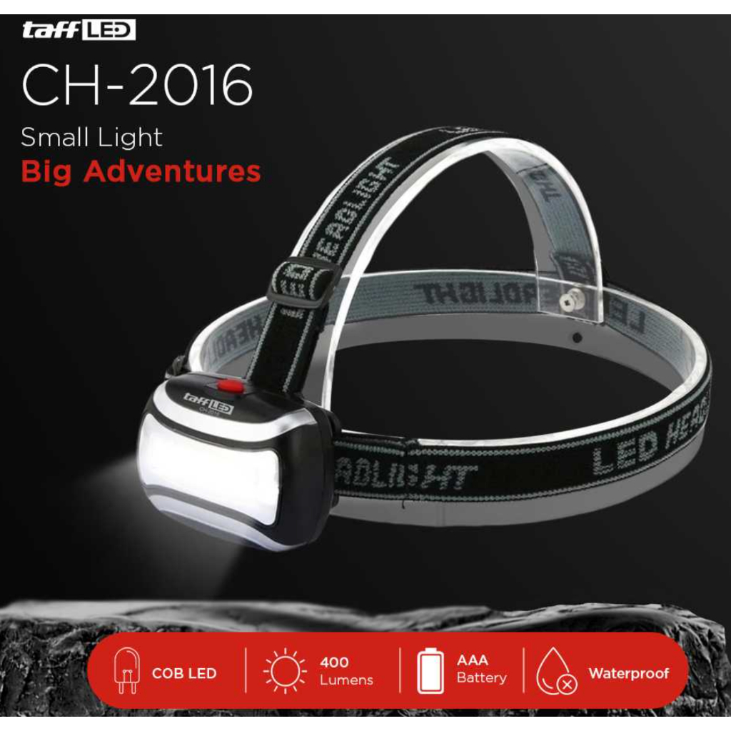 TaffLED Senter Kepala LED COB Headlamp Flashlight Waterproof 3 Modes / Lampu Kepala / Lampu Naik Gun