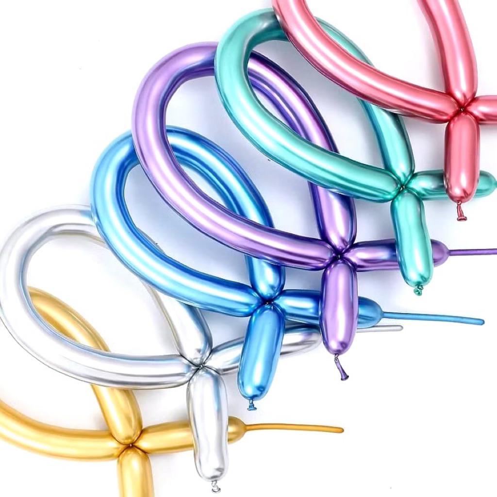 HSP Balon Latex Twist Pentil Chrome Balon Cacing Chrome Balon Panjang Chrome