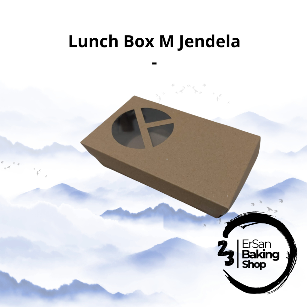 Lunch Box M Paper Kraft Coklat Jendela/Paper Lunch Box Bahan Kraft/Kraft Full Laminasi Jendela M