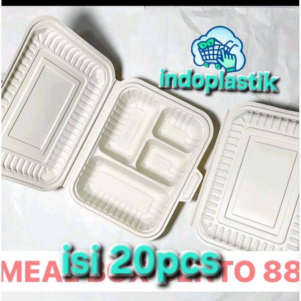 Meal box nasi / kotak lunch box polos sekat 01 bento 88/sekat 4/sekat 3 (harga utk 1pak  ±20pcs)