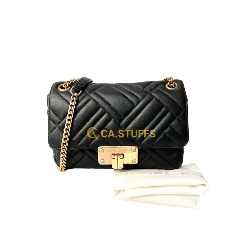 Preloved Michael Kors MK Peyton Medium Quilted Leather Flap Convertible Shoulder & Crossbody Bag