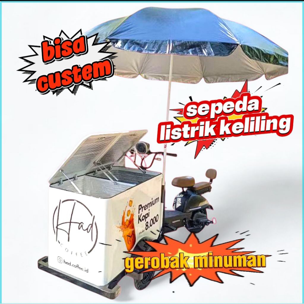 gerobak minuman keliling sepeda listrik free ongkir