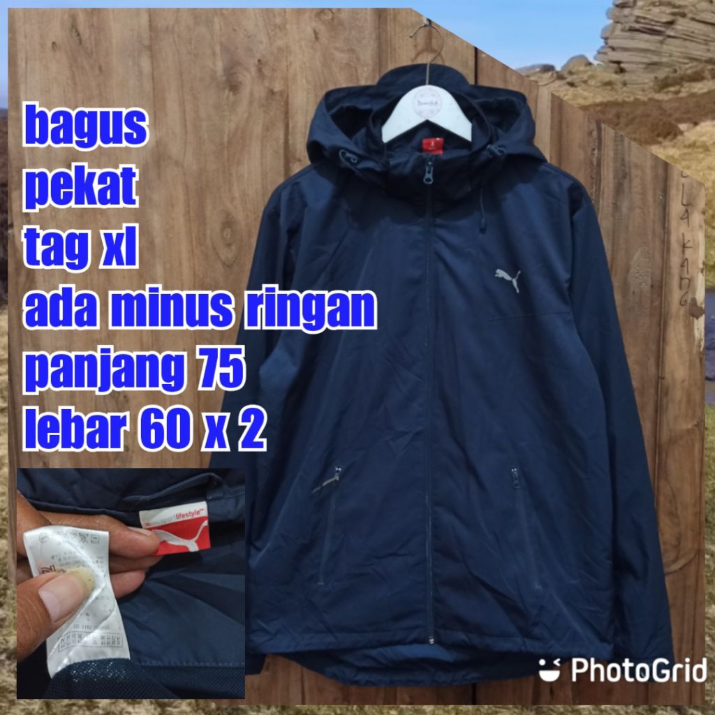 jaket gunung outdoor olahraga puma saku samping