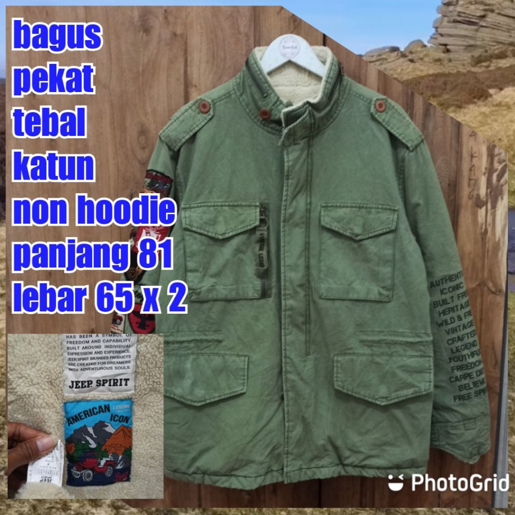 jaket parka army military green hijau m65 fashion tebal sherpa jeep