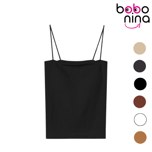 Ninabobo BR070 Atasan TankTop Bra Basic Wanita Panjang With Cup Crop Top Karet Polos Spaghetti