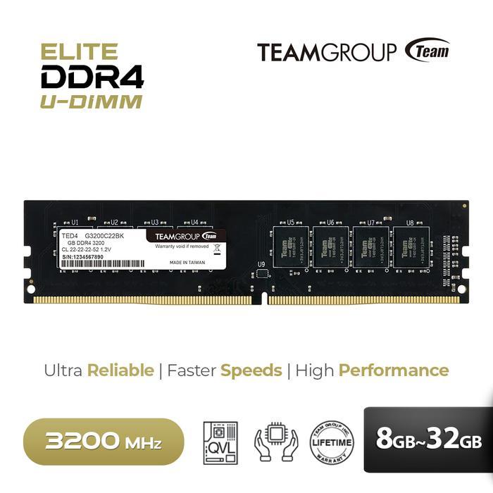 Ram Team Elite 16GB DDR4 PC 3200 Mhz Udimm - 16GB Team Elite PC 25600