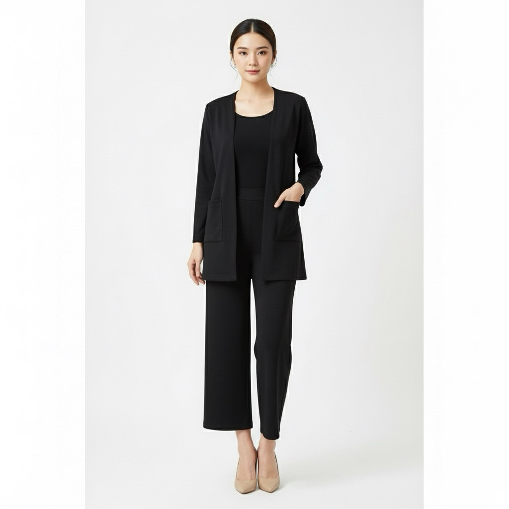 Set blazer premium ( scuba bahan melar) black