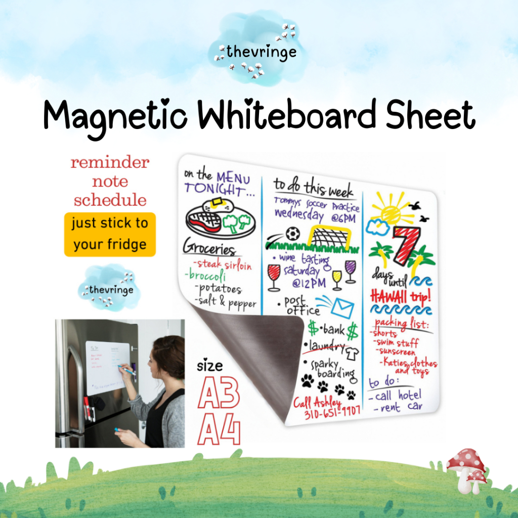 Whiteboard Papan Tulis Magnet Lembaran A3 A4 Magnetic sheet magnetic whiteboard