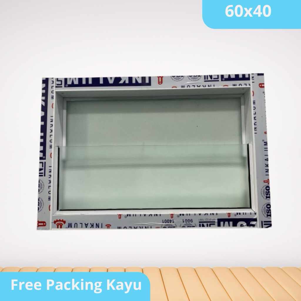 Jendela Aluminium Kamar Mandi Zig Zag Ukuran 60x40 Gratis Packing Kayu