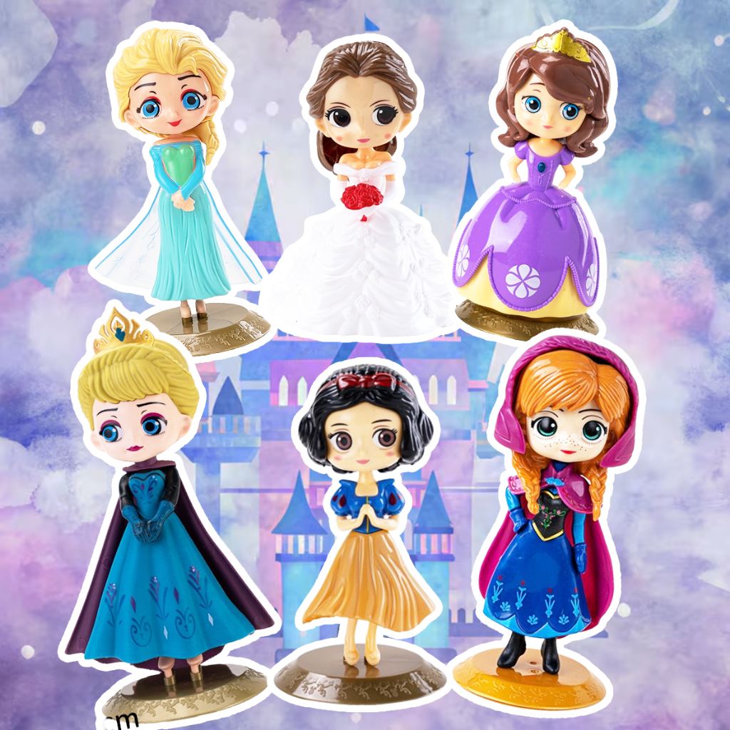 Topper Kue Mainan Princess Figur Putri Salju Elsa Anna Sofia Belle Hiasan Kue Ulang Tahun Anak
