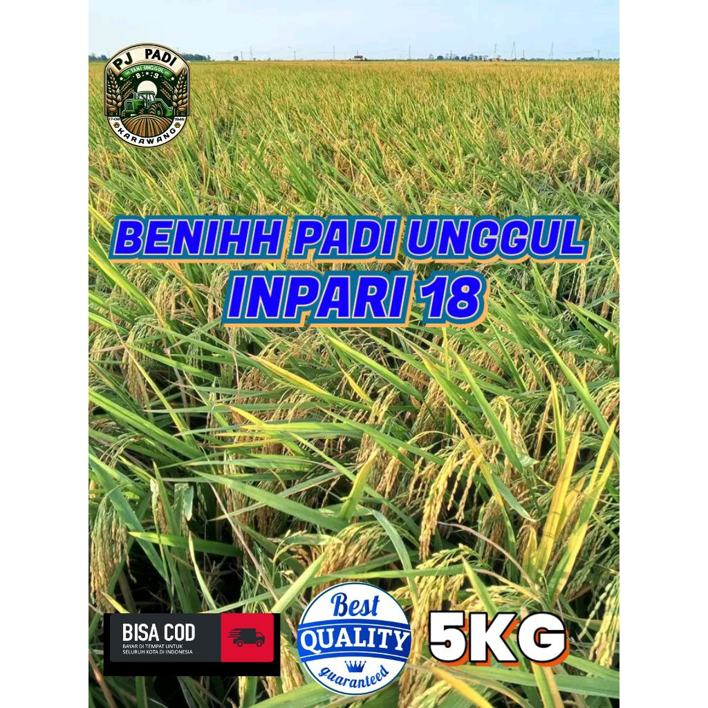 BENIH PADI UNGGUL BERKUALITAS INPARI 18 KEMASAN 5KG