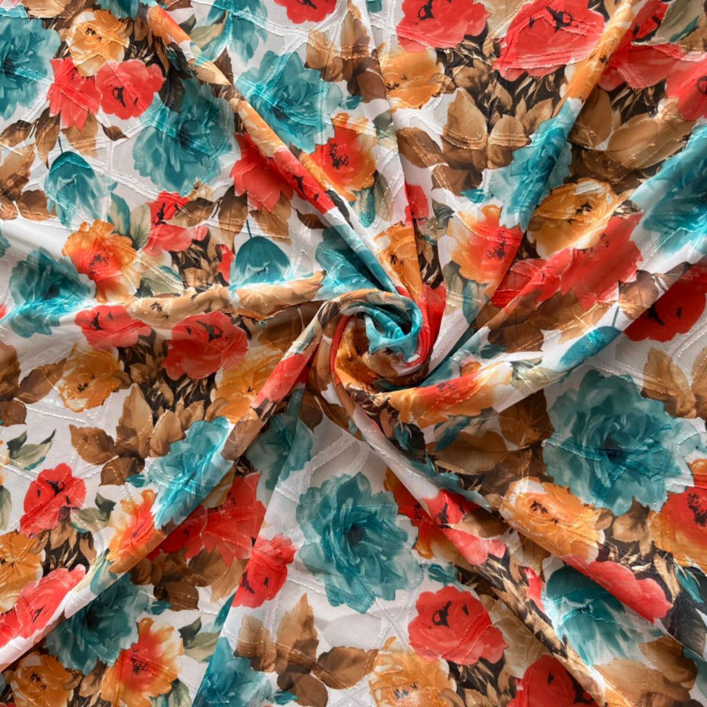 kain sifon silk embos motif bunga