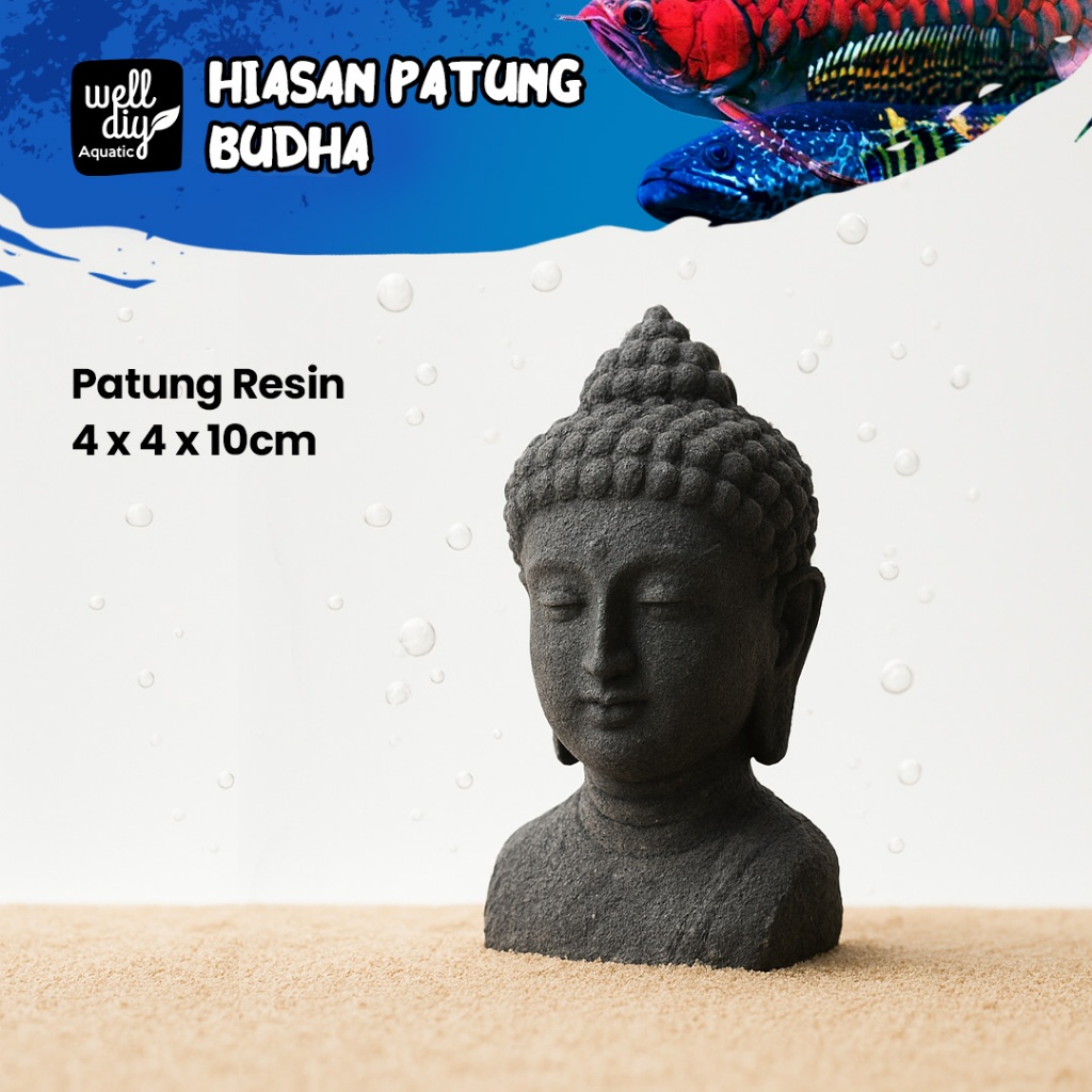 Hiasan Aquarium Patung Budha Resin Mini Dekorasi Akuarium Aquascape Ikan Hias