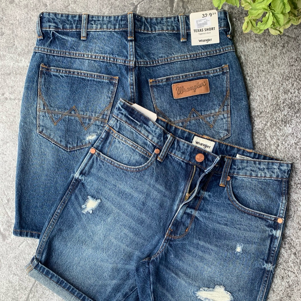 Celana Pendek Original WRANGLER SHORT Pants TEXAS Regular Dark Blue Washed • Size 30,32,34