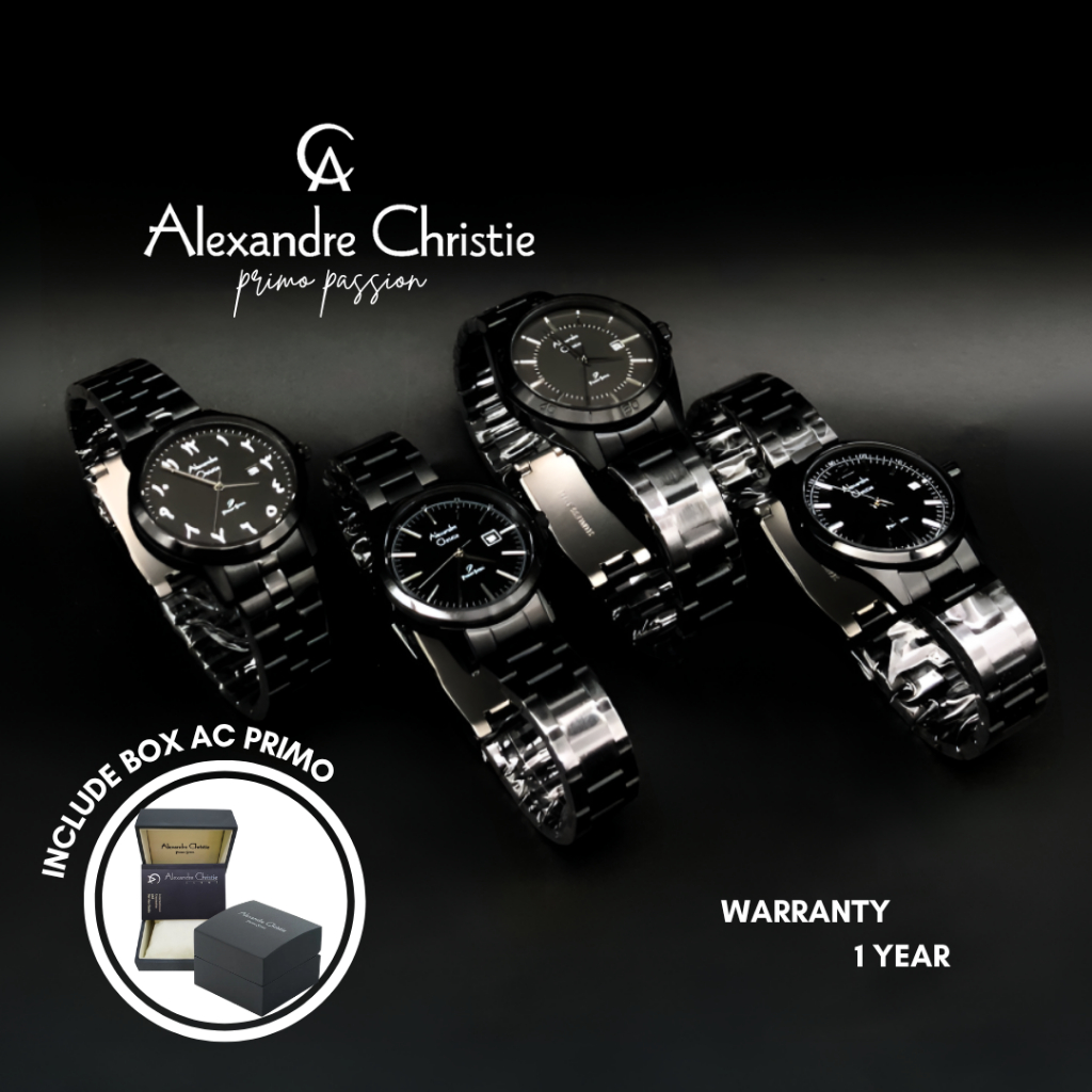 JAM TANGAN WANITA ALEXANDRE CHRISTIE PRIMO STEEL STAINLESS STEEL ORIGINAL WATCH BLACK AC PRIMO HITAM