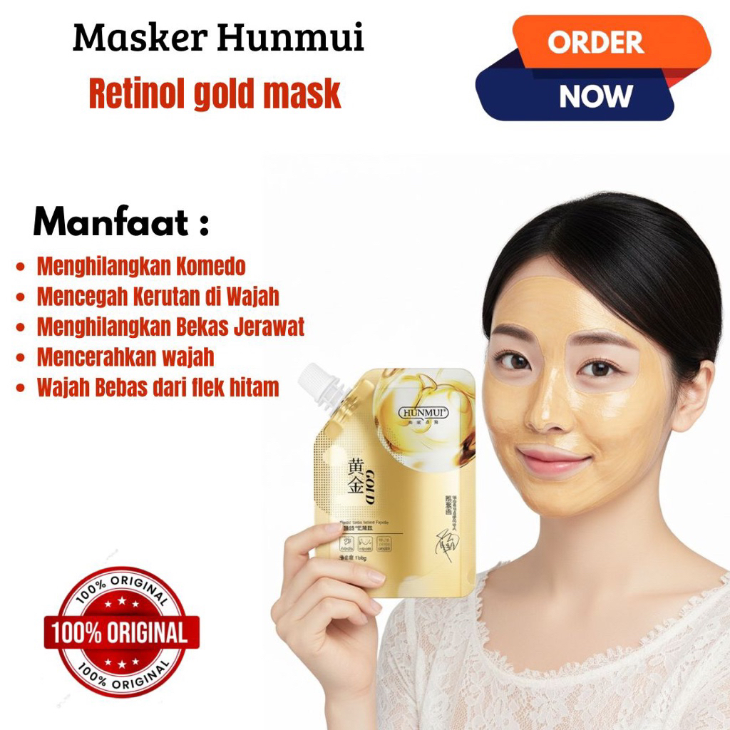 Hunmui Masker Retinol Gold Masker Peel off Mask Anti Aging Collagen Penghilang Flek Hitam Dan Memuti