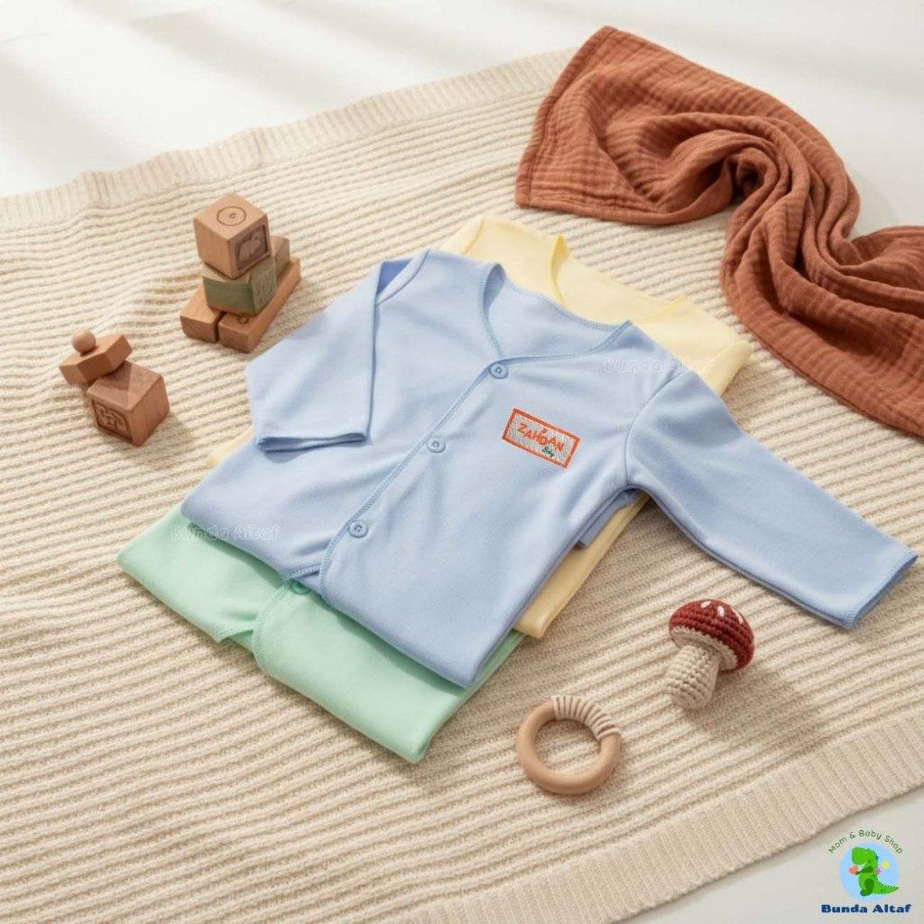 3 pcs Baju Bayi Newborn Zahdan Lengan Panjang Pendek Yukensi