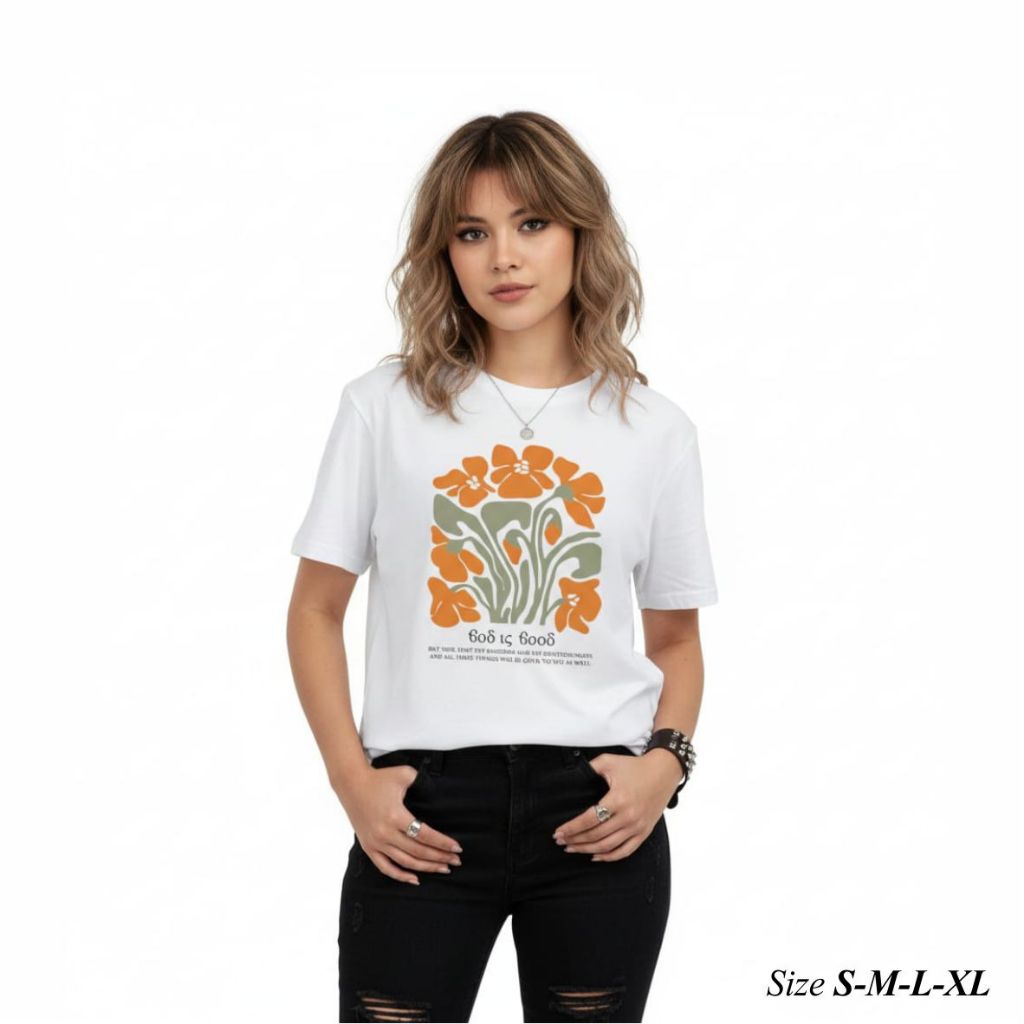 GOD IS GOOD T-Shirt Putih Bahan Combat Knitto Textile Indonesia