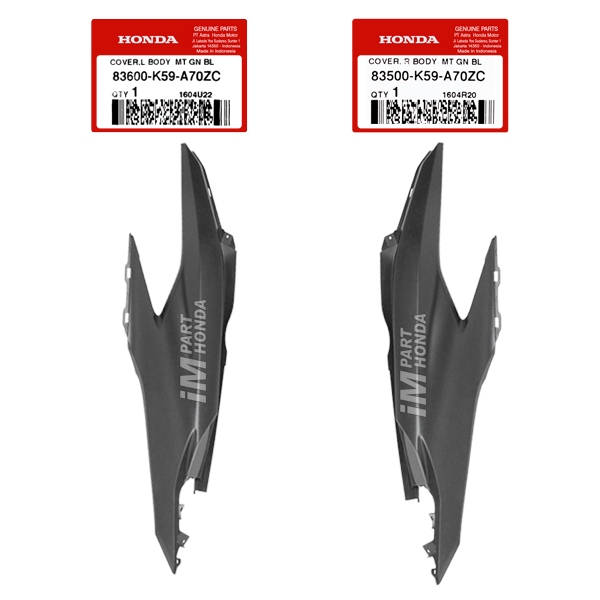 83500-K59-A70ZC 83600-K59-A70ZC Cover Body Kanan Kiri Vario 125 150 K60R K59J 2018 - 2022 Hitam Dof
