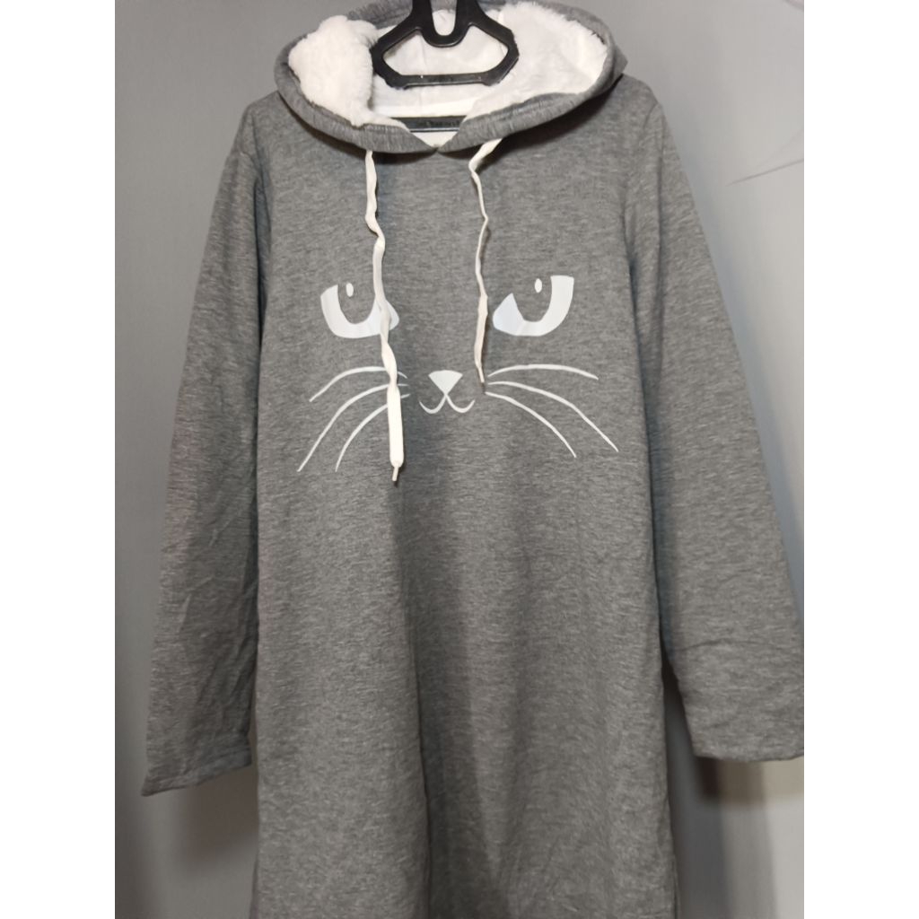 (JF) Hoodie tunik mata kucing tebal lembut ld120
