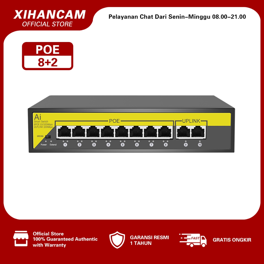 XIHANCAM Network Switch Hub 8 Port POE Switch Desktop Ethernet Splitter Hub Switch POE CCTV RJ45