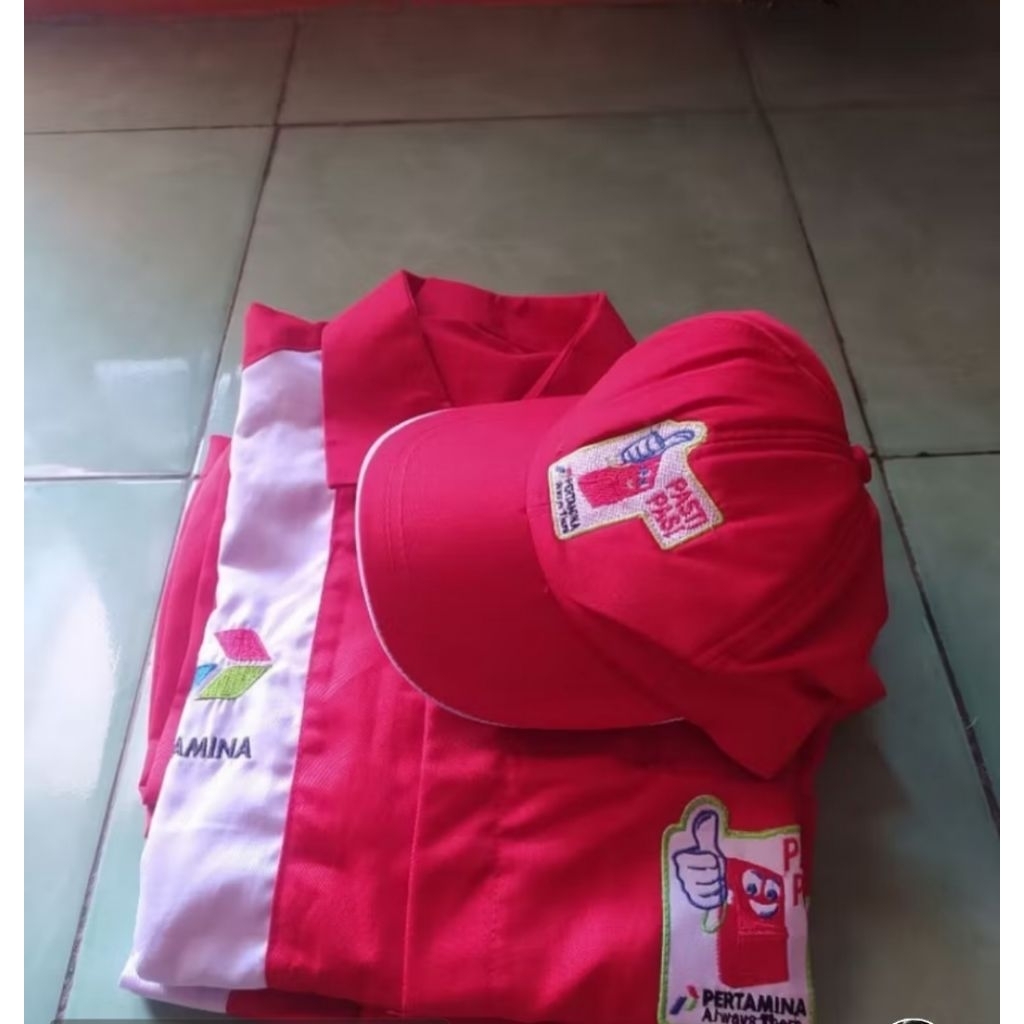 Baju Operator SPBU Pertamina Wanita+Pria+Topi Spbu Pasti Pass
