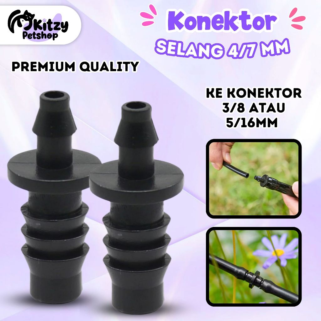 Konektor 12V 3/8 5/16 ke Selang 4/7mm Pompa ke 7mm 6mm KITZY