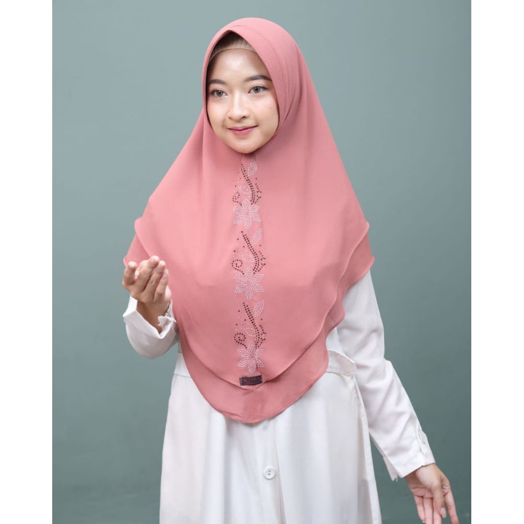 KHIMAR CERUTY 2 LAYER MOTIF PAYET PRESS / HIJAB INSTAN CERUTI