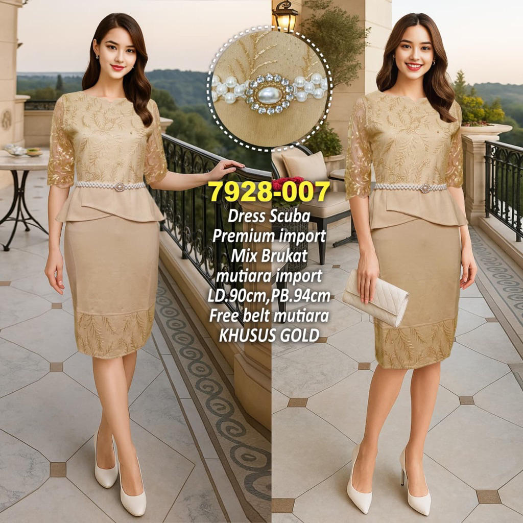 COD KHUSUS GOLD BAJU NATAL DRESS PESTA 7809 7765