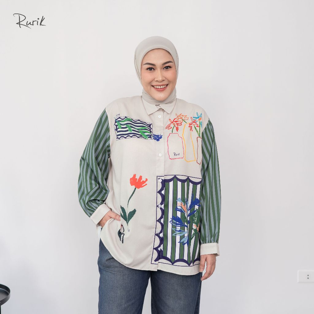 Rurik Atasan Wanita Oversized Printing Valeo Shirt