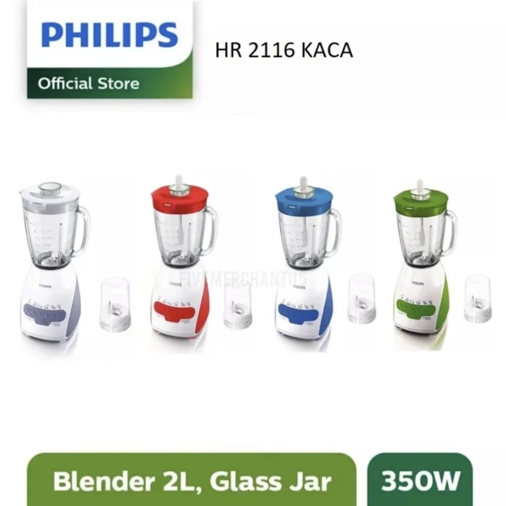 Blender Philips HR 2116 Kaca / Blender 2 In 1 Gelas Bahan Kaca 2 Liter Philips