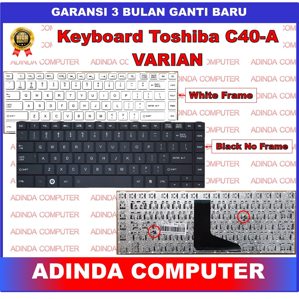 Keyboard Toshiba Satellite C40A C40-A C40 Putih White