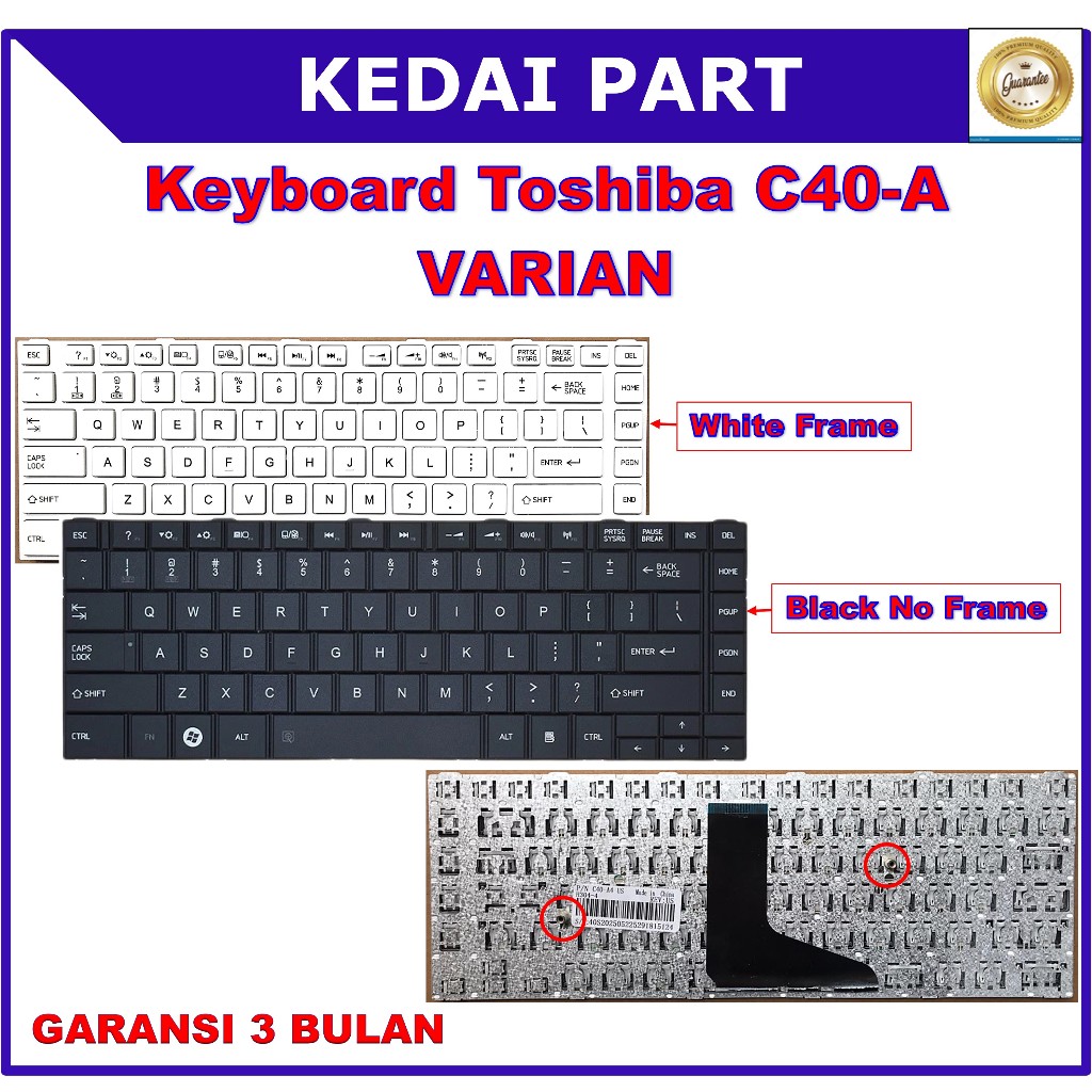 Keyboard Toshiba Satellite C40A C40-A C40 Hitam Black