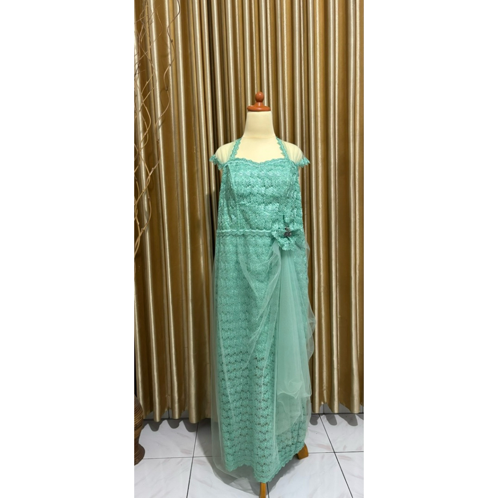 gaun bridal longdress party dress pesta gown hijau tosca brokat brocade tile pl premium