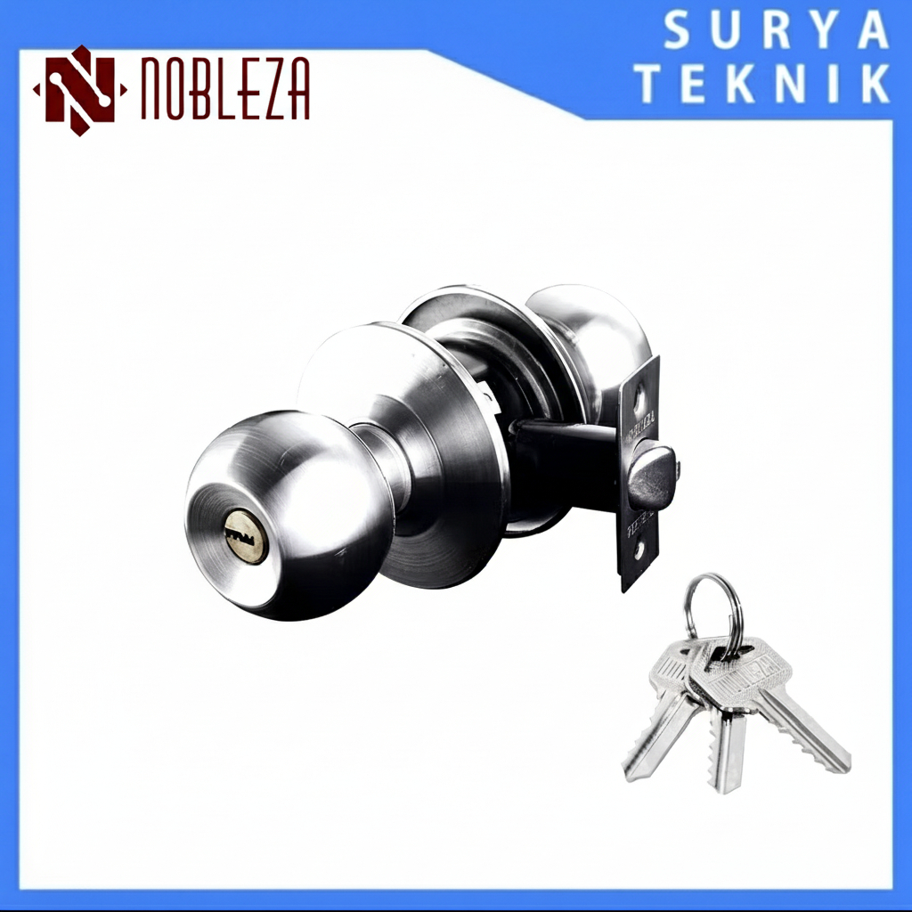 NOBLEZA | Kunci Bulat Handle Gagang Pintu Kamar Mandi Stainless Steel