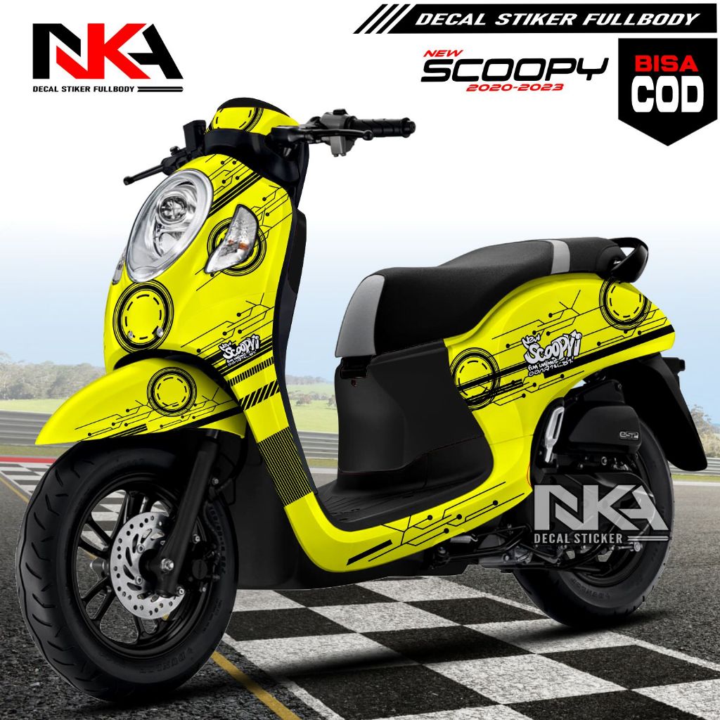 (COD) Decal Stiker Scoopy 2020-2023 Full Body Desain Racing Viral Merah
