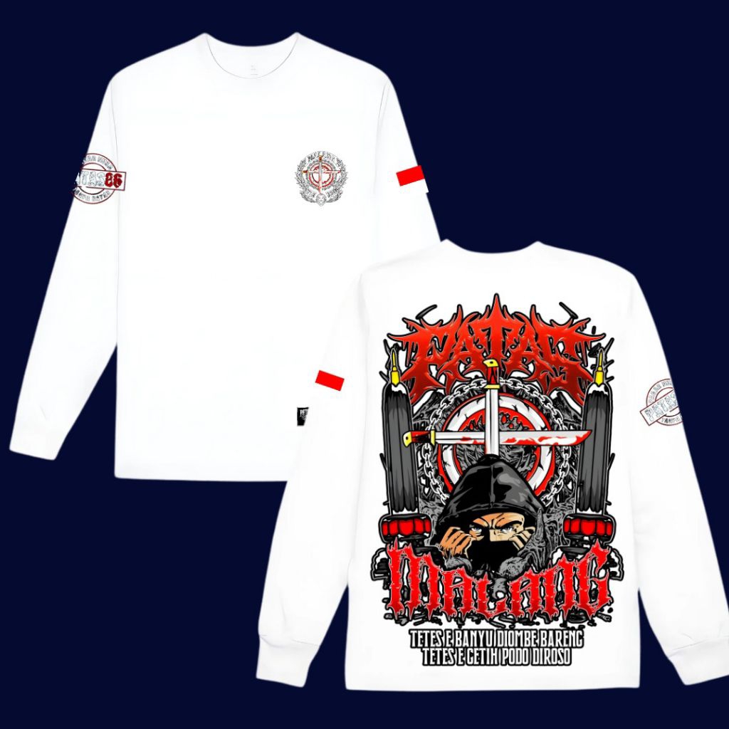 Kaos lengan panjang patas malang original - patas malang warna putih