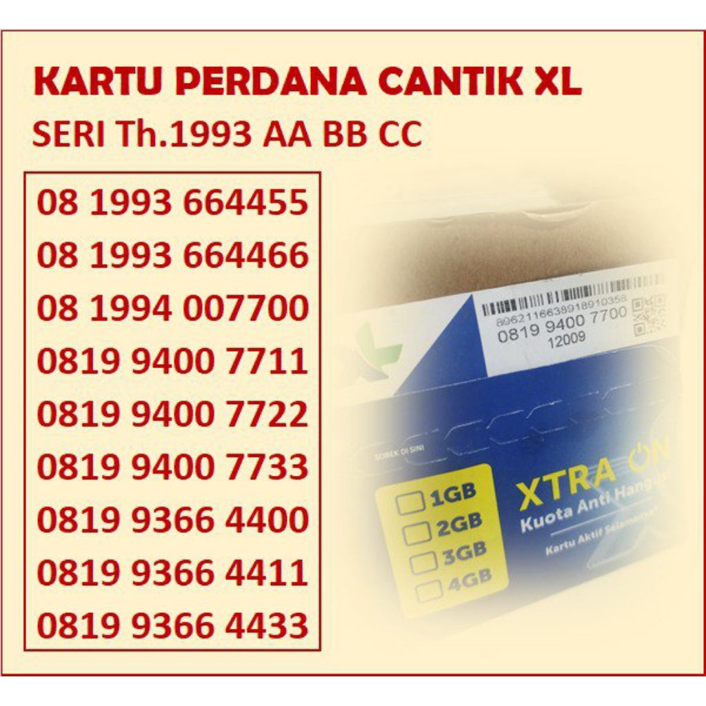 Nomor Cantik XL Tahun AABBCC - Kartu Perdana XL Cantik