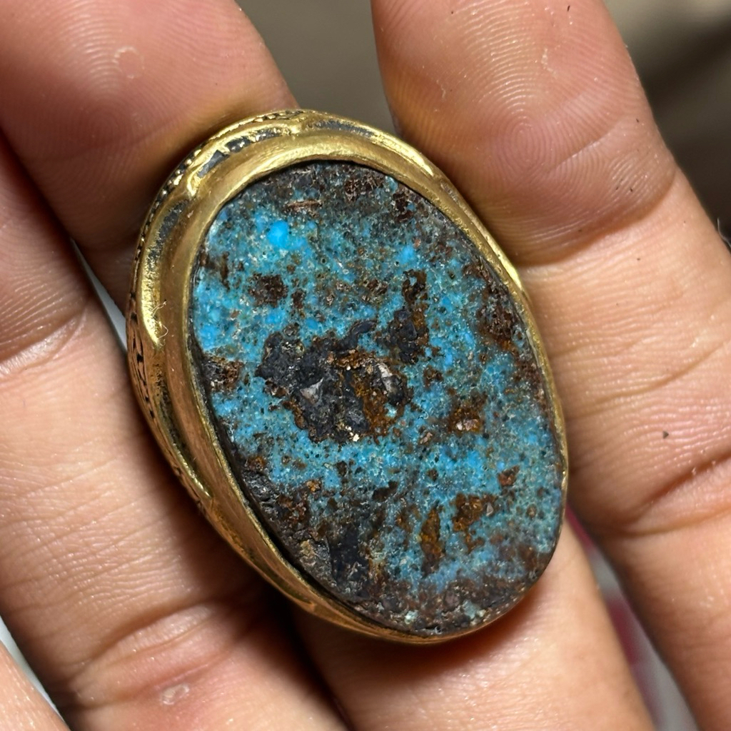 Cincin Pria / Cincin Batu Akik Natural (Asli) pirus persia dim jumbo Hu (COD) Dim Kantoran Ring Tita