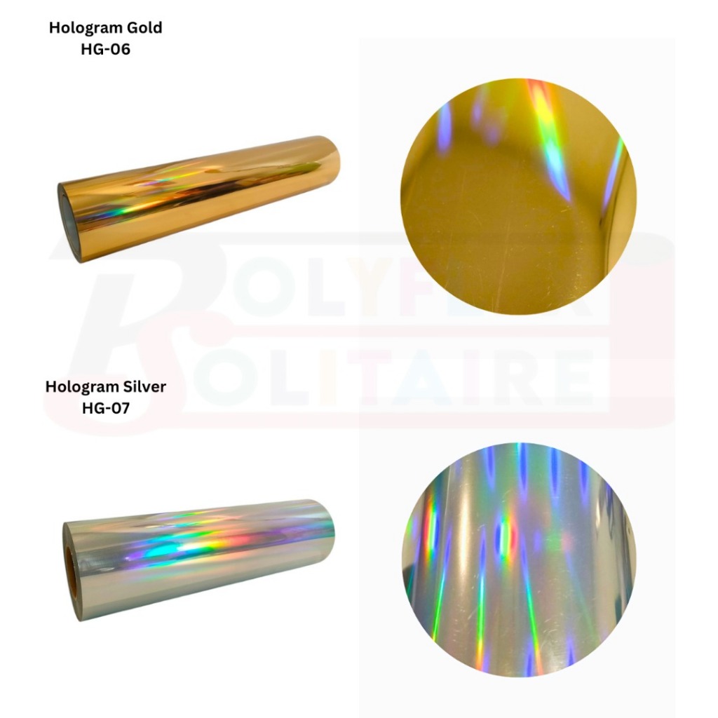 Polyflex  Hologram Gold dan Hologram Silver Meteran spectrum Lebar 50 cm