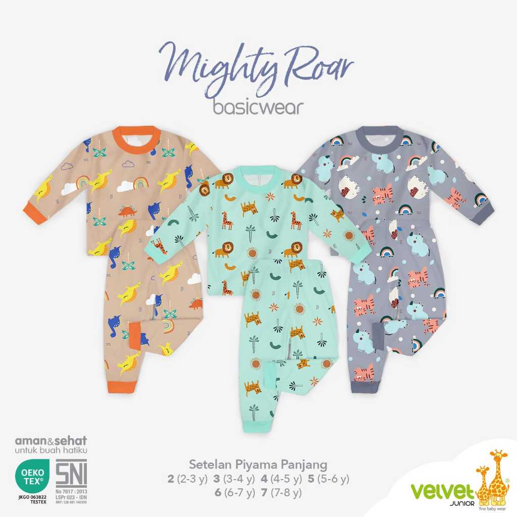 Velvet Junior Big Size Baju Tidur Piyama Velvet 2345678910 Lengan Panjang Anak Laki Laki Perempuan