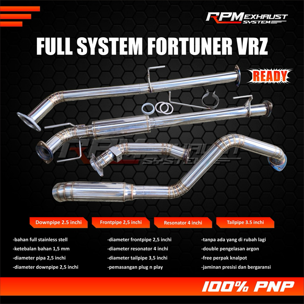 Knalpot fortuner vrz full system stainless presisi