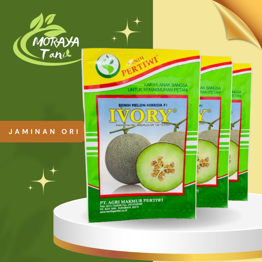 Benih Melon Ivory F1 kemasan 13 gram dari benih pertiwi