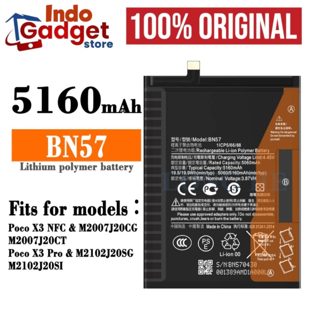 Baterai Batre POCO X3 / POCO X3 PRO / POCO X3 NFC BN57 BN 57 Batre Batrei Batrai