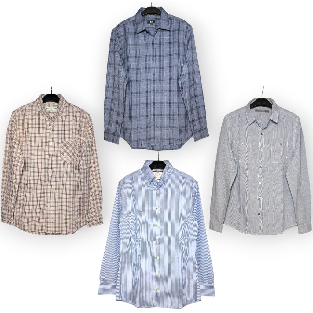Kemeja Lengan Panjang Kumpul di Sini Untuk Kantor Kerja Kuliah Casual Flannel Denim Kerja All Size R